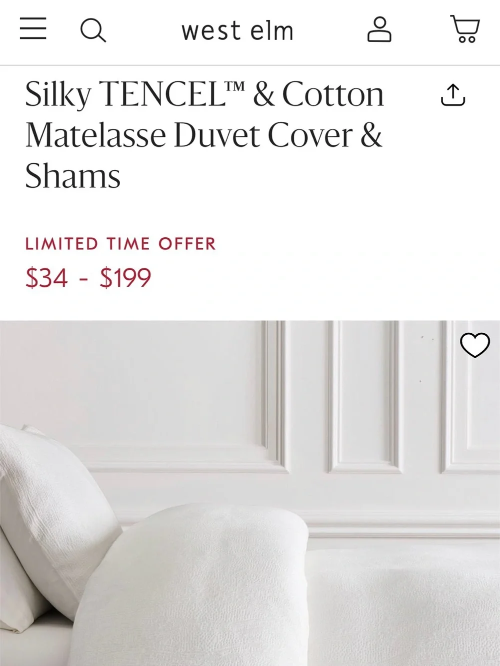 West Elm White Matelassé Duvet Cover & 2 Euro Shams